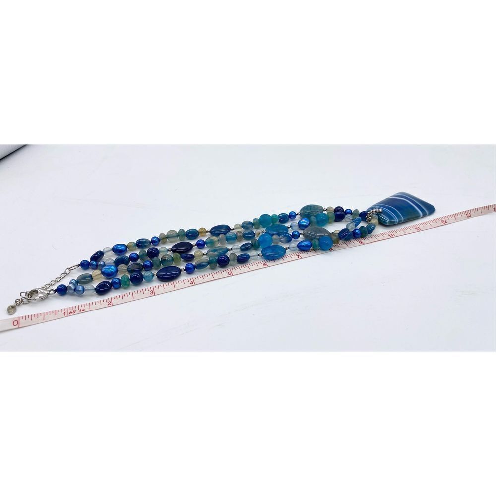 Signed Lucas Lameth necklace | LUC 925 CN | cobalt blue polished stone large bea - Picture 6 of 6